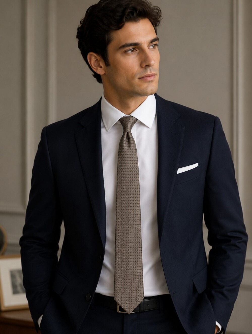 Stafford Champagne Dot-Geo Silk Tie